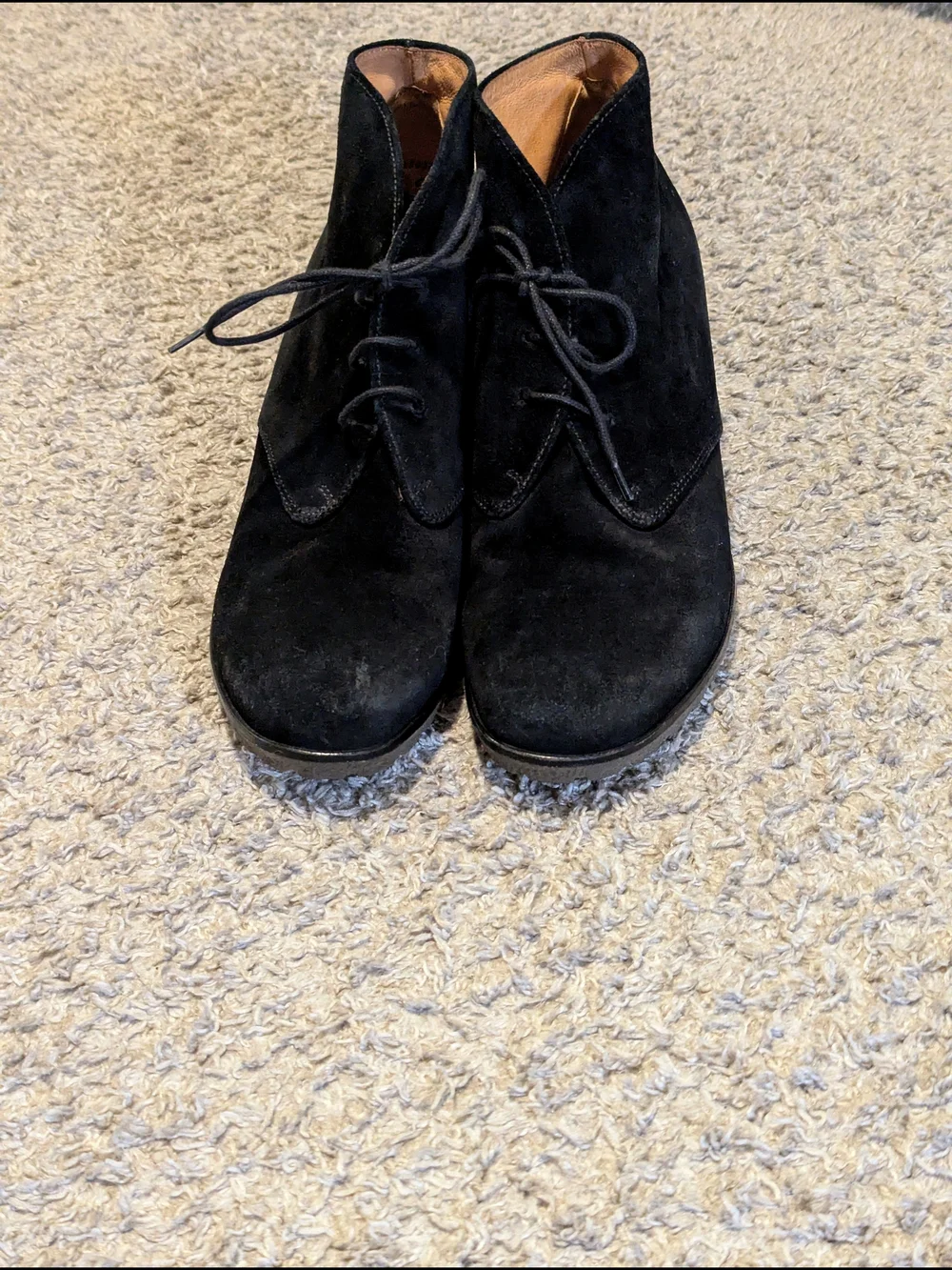 Gabor Black Suede Chukka Ankle Boots Wedge Heel Lace Up Desert Booties Women9.5